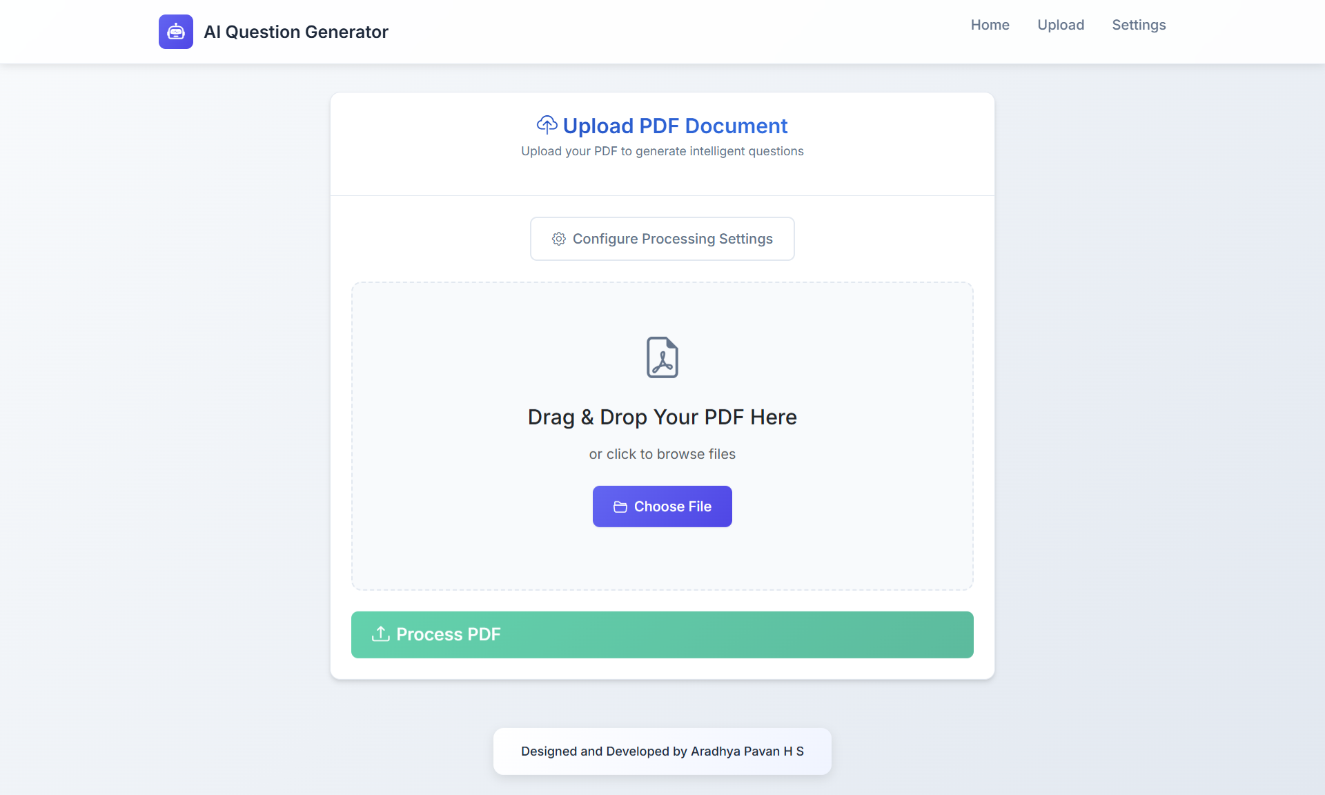 PDF Upload Interface